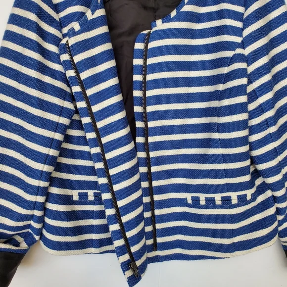 GAP Striped Blazer Jacket Zip Front w/ Pockets Textured Size 14 - EUC!~ - Picture 7 of 13